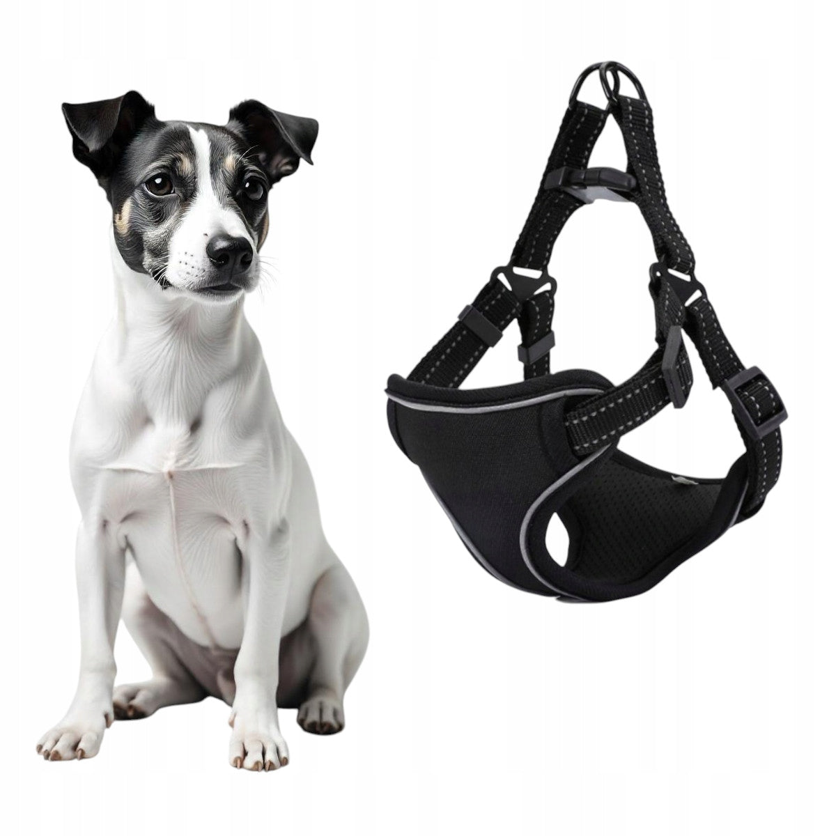 ADJUSTABLE PRESSURE-FREE DOG HARNESS COMFORTABLE REFLECTIVE SIZE M