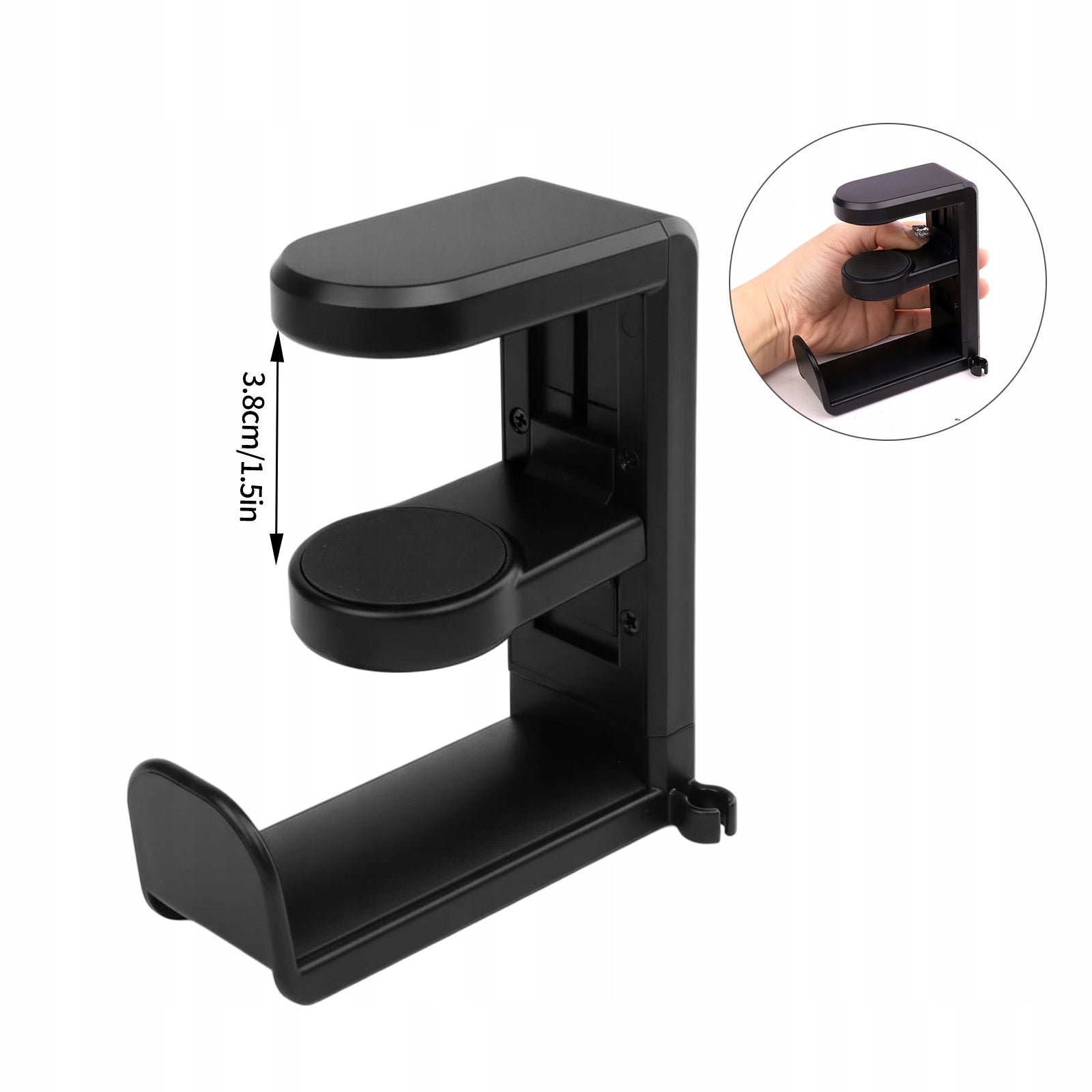 ADJUSTABLE TABLE CLAMP FOR HEADPHONE STAND WITH 360° ROTATING HOOK Manufacturer code 8711727622889