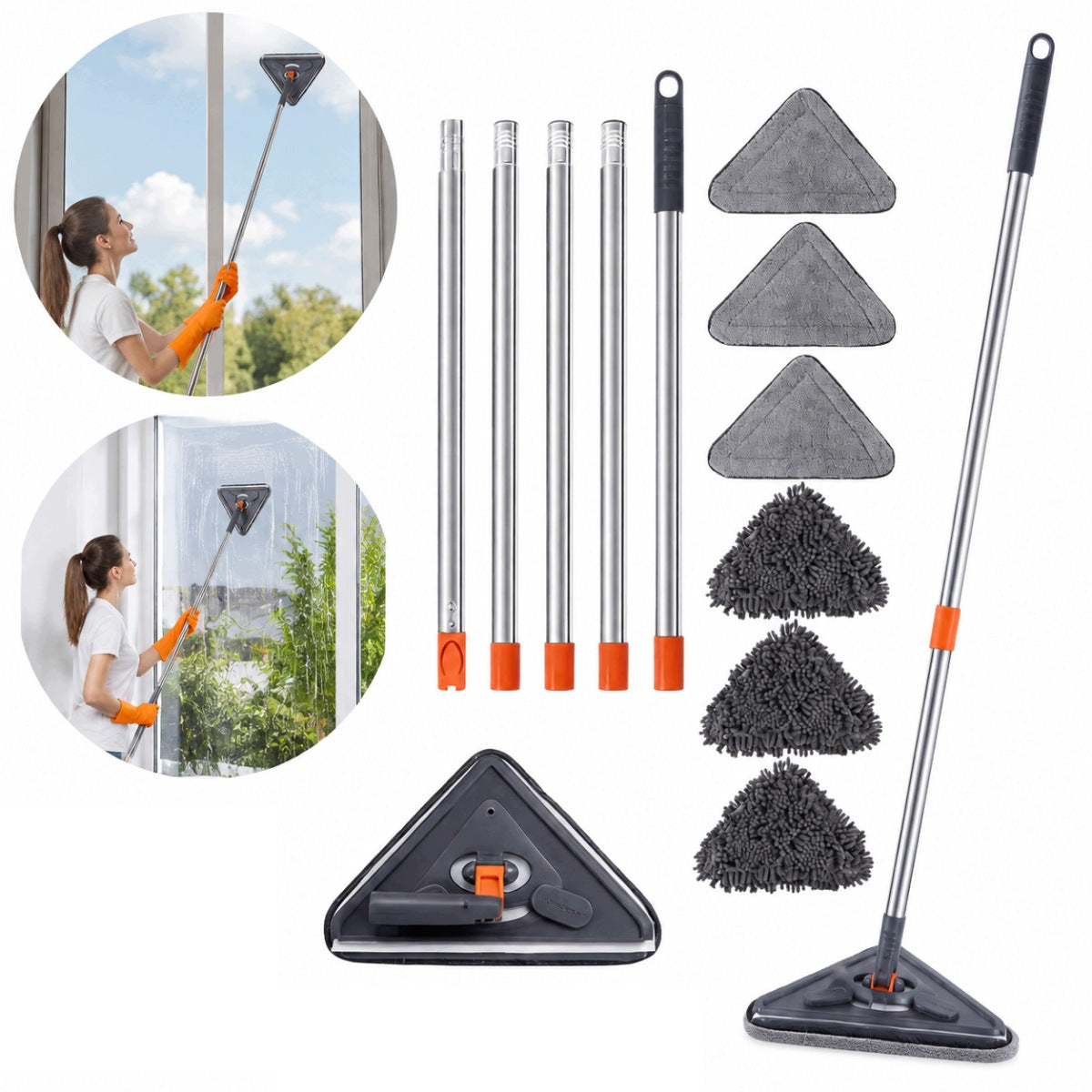 ADJUSTABLE TRIANGULAR CLEANING MOP +6 MOP PADS