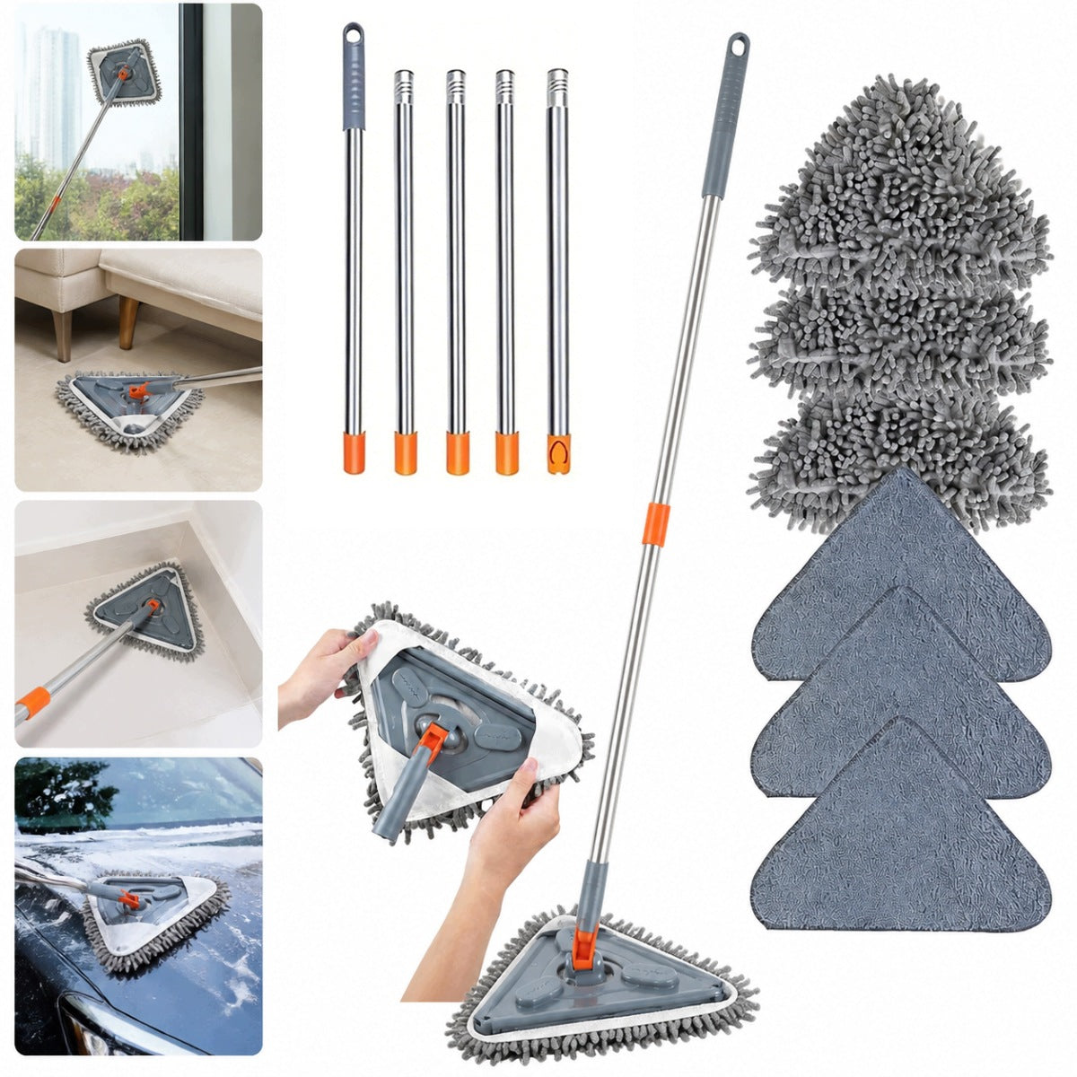 ADJUSTABLE TRIANGULAR CLEANING MOP