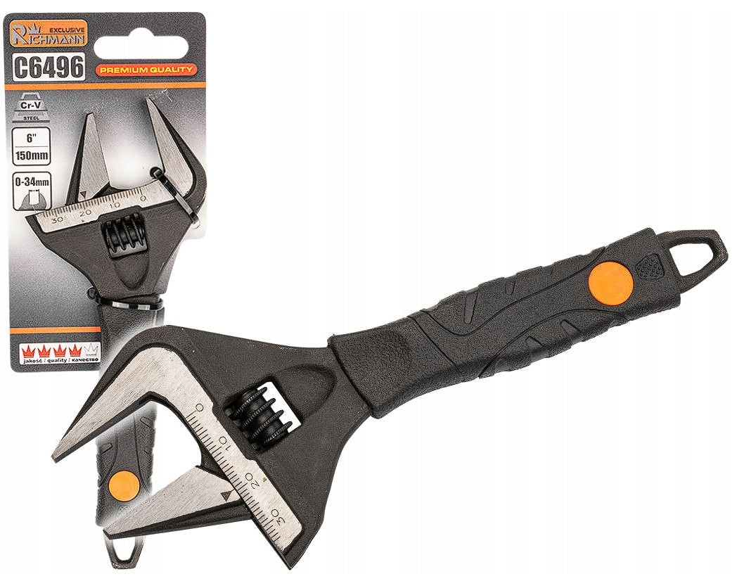 ADJUSTABLE WRENCH SWEDISH 6'' 0-34mm WIDE ADJUSTABLE RICHMANN C6496