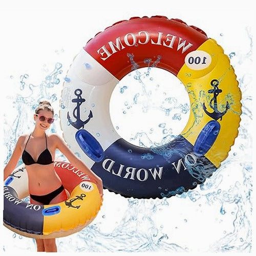 ADULT SWIMMING WHEEL INFLATABLE RETRO SUMMER STRIPS FOR HOME