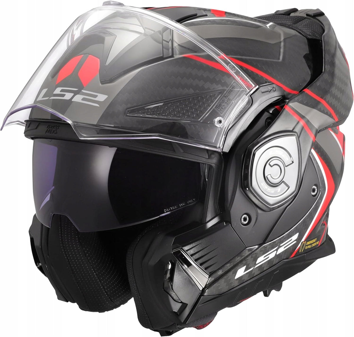 ADVANT X CARBON FUTURE II Gloss Red Motorcycle HELMET, 3XL Manufacturer LS2