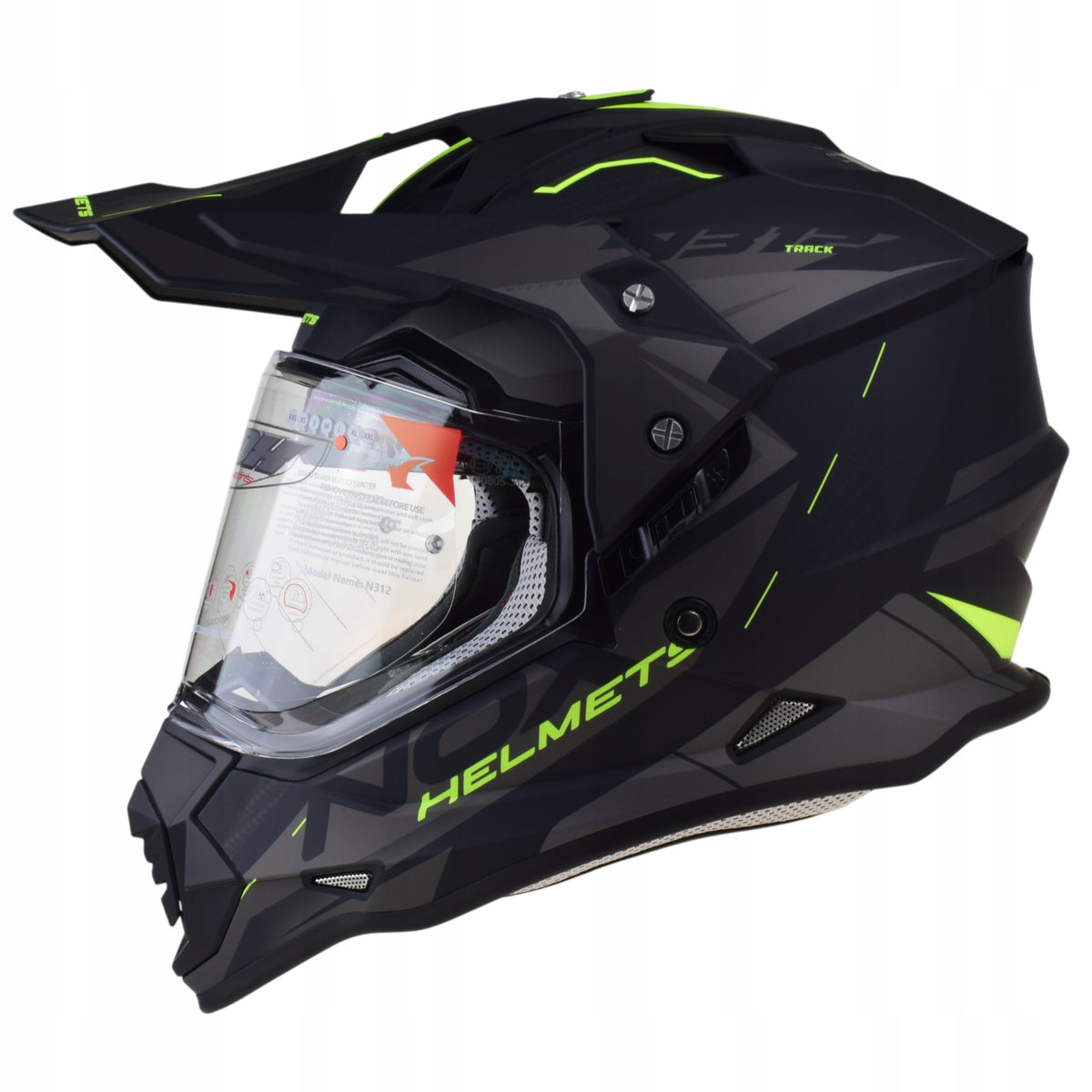 ADVENTURE NOX N312 TRACK Fluo YELLOW helmet enduro cross off-road size XL Manufacturer's catalog number N312TYFMB/XL
