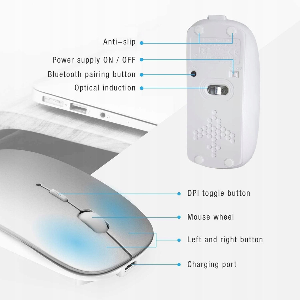 AE WISH ANEWISH Bluetooth Mouse Compatible Windows, Android, Smart TV Manufacturer code 745103807407