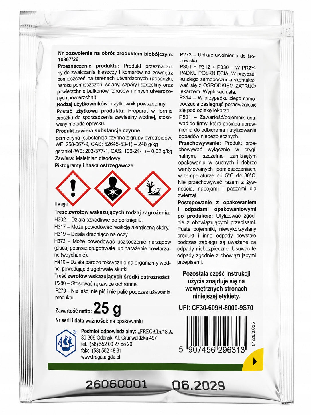 AFANISEP STRONG 25g for TICKS and MOSQUITOES EXTRA STRONG SPRAY CONCENTRATE Manufacturer code 5907456296313