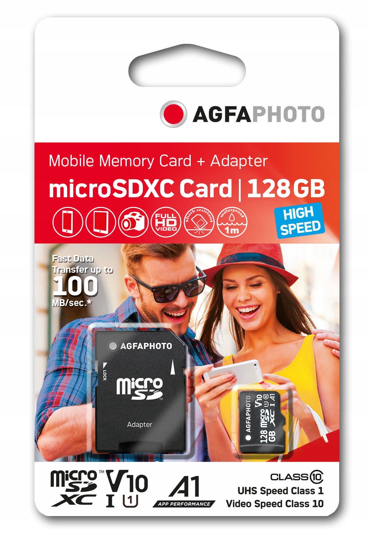 AGFA MicroSDXC 128GB Micro SD Card 100MB/s V10 U1 + Adapter Packaging status original