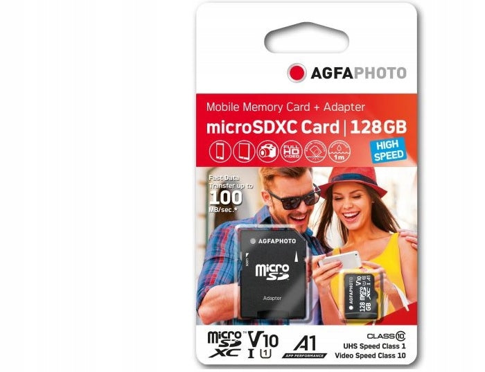 AGFA MicroSDXC 128GB Micro SD Card 100MB/s V10 U1 + Adapter