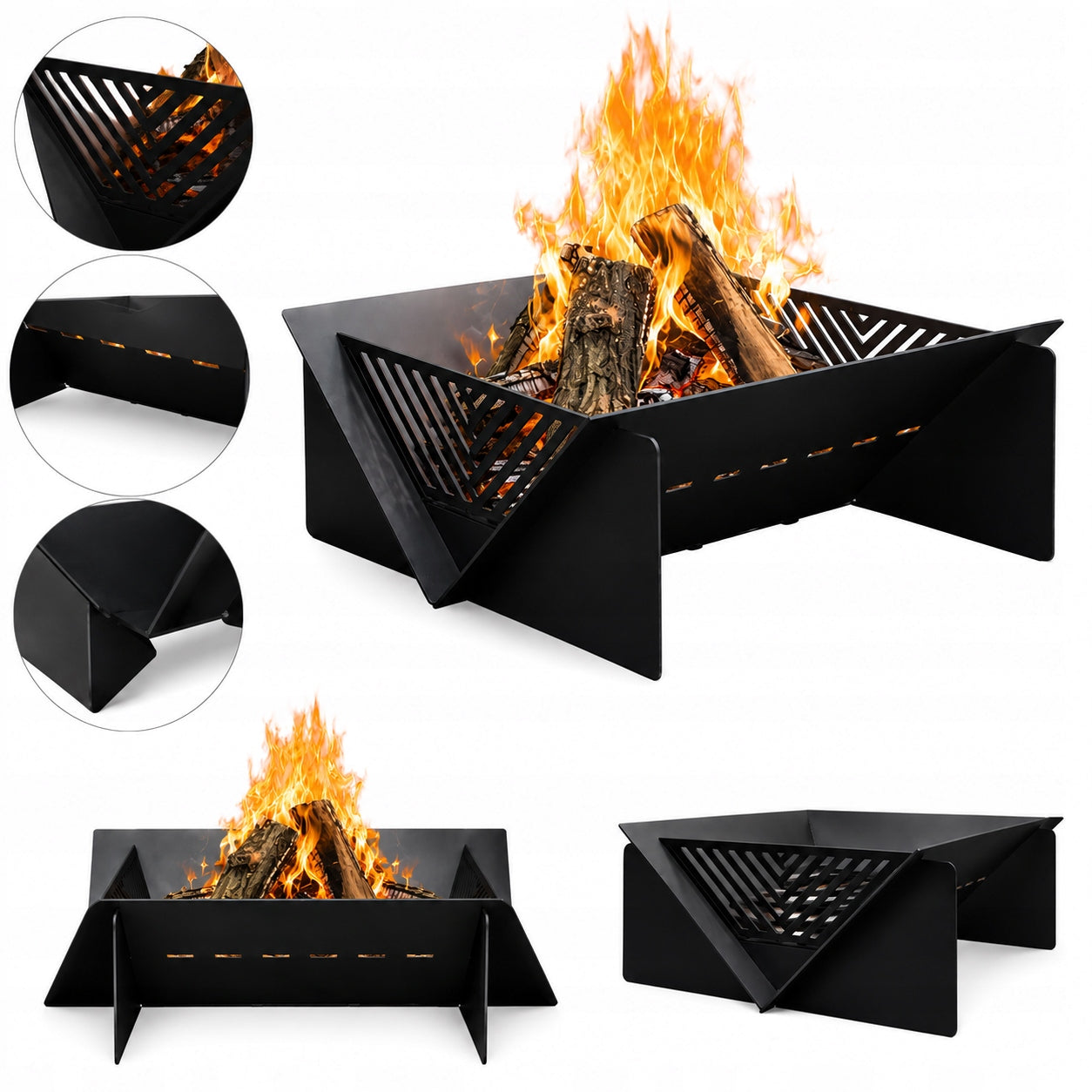 AGK DECO Garden Fireplace Vektro 60 cm - Thick Steel, Paint 900°C Black