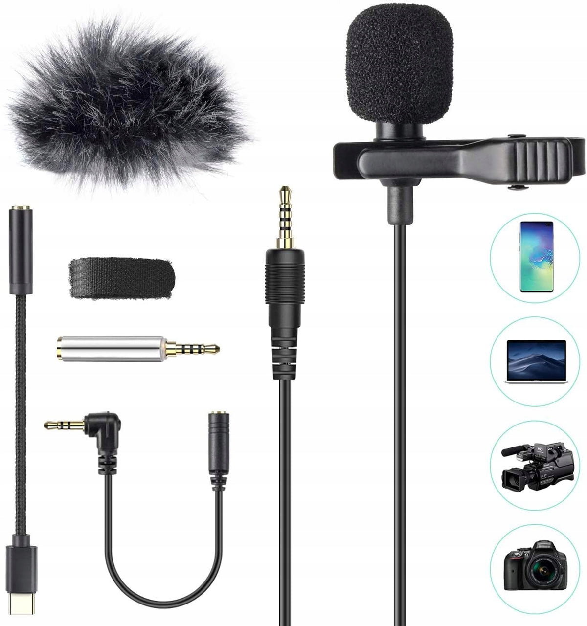 AGPTEK Tie Lavalier Microphone For USB-C Plug&Play Recording Phone