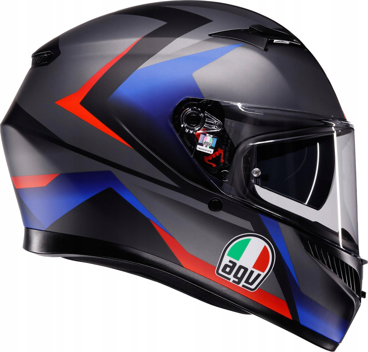 AGV K-3 S Striga helmet Matt Black/Blue/Red E2206 Manufacturer's catalog number 18381001-024-S