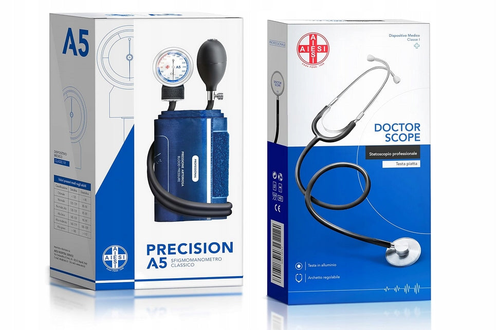 AIESI Professional Handheld blood pressure monitor with flat stethoscope Medical device no