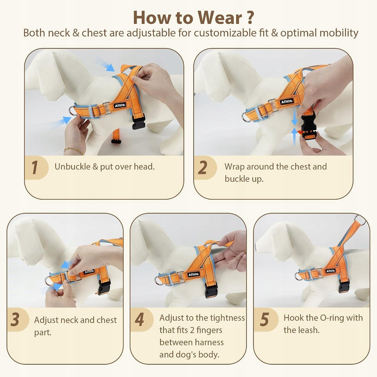 AIITLE Dog Harness Upgraded Yellow-Violet S Medium Dogs Adjustable Manufacturer code FBA3000949