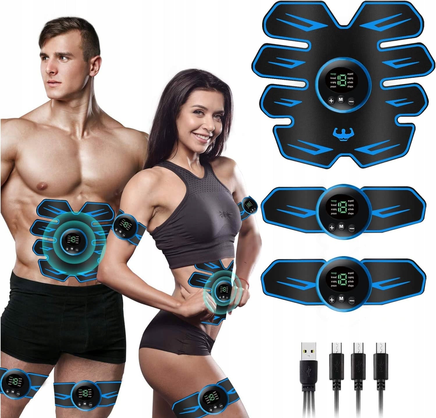 AILEDA EMS abdominal muscle stimulator, 8 modes, USB
