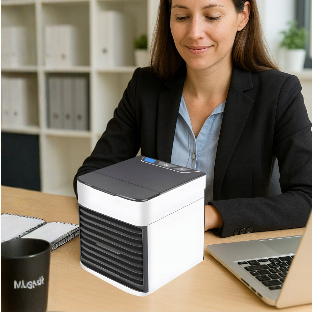AIR CONDITIONER PORTABLE DESK WINDMILL FOR WATER AND ICE 3IN1 USB LED FAN Control mechanical