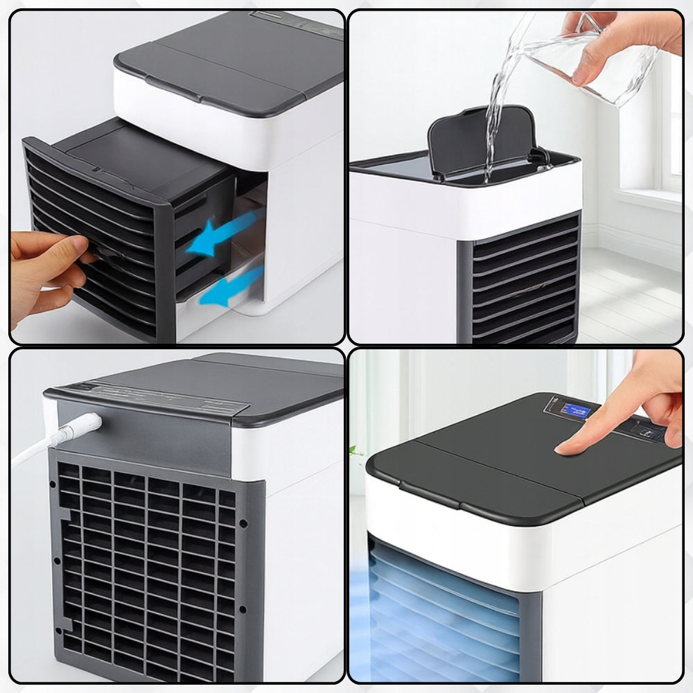 AIR CONDITIONER PORTABLE DESK WINDMILL FOR WATER AND ICE 3IN1 USB LED FAN Model KLIMATOR PRZENOŚNY WIATRAK NA WODĘ i LÓD 3W1