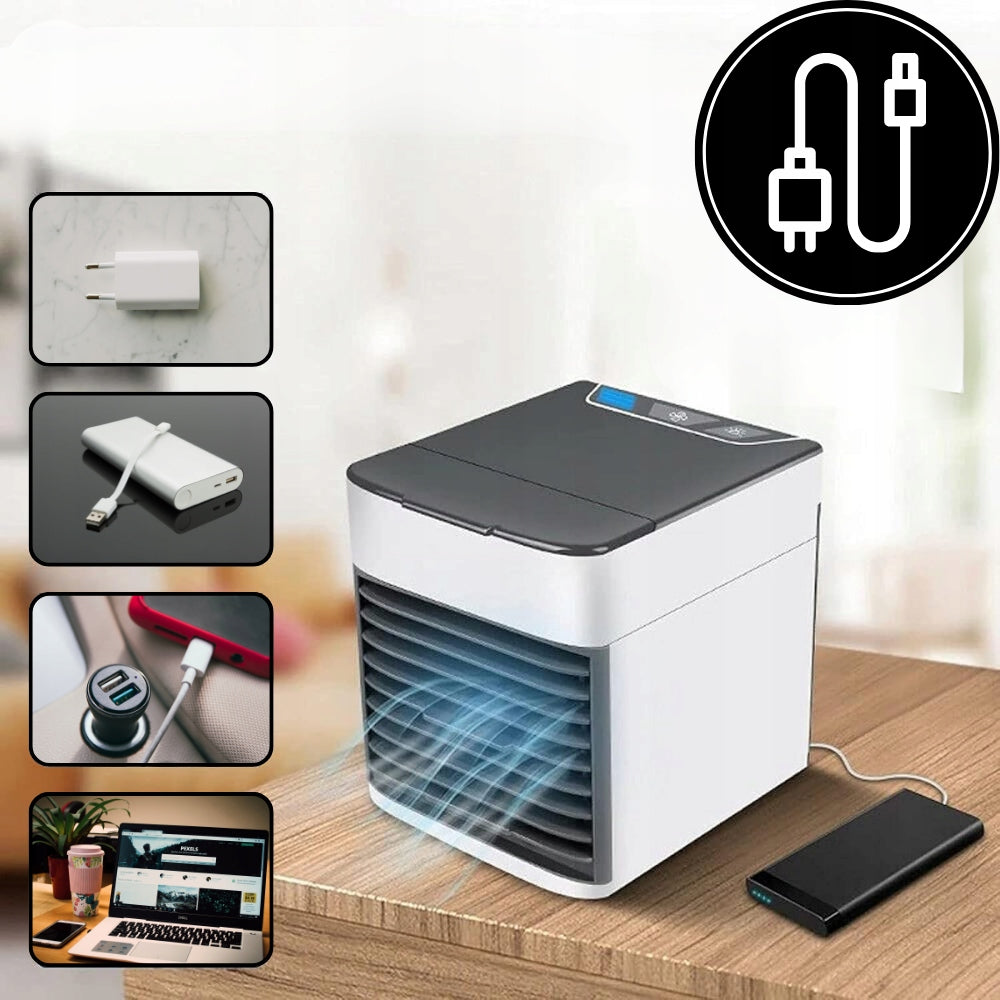 AIR CONDITIONER PORTABLE DESK WINDMILL FOR WATER AND ICE 3IN1 USB LED FAN Power 7 W