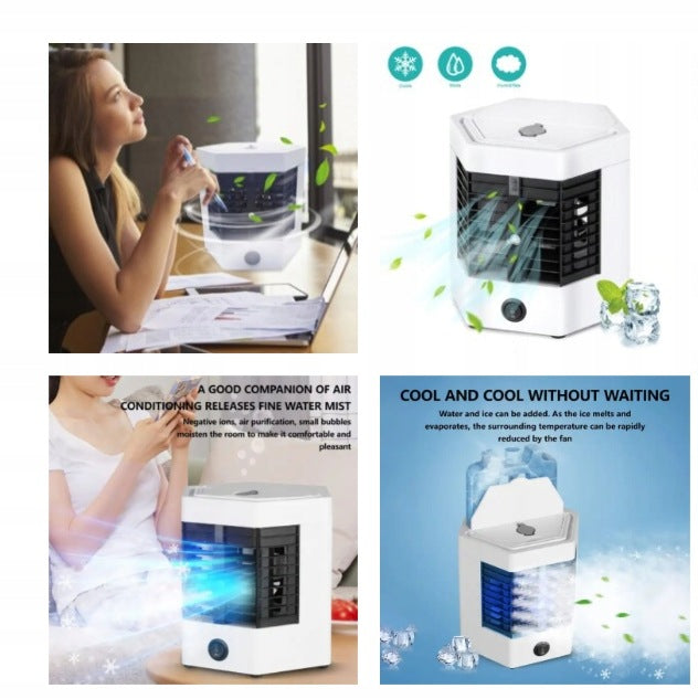 AIR CONDITIONER PORTABLE MINI FOR WATER HUMIDIFIER 2in1 Dominant color white