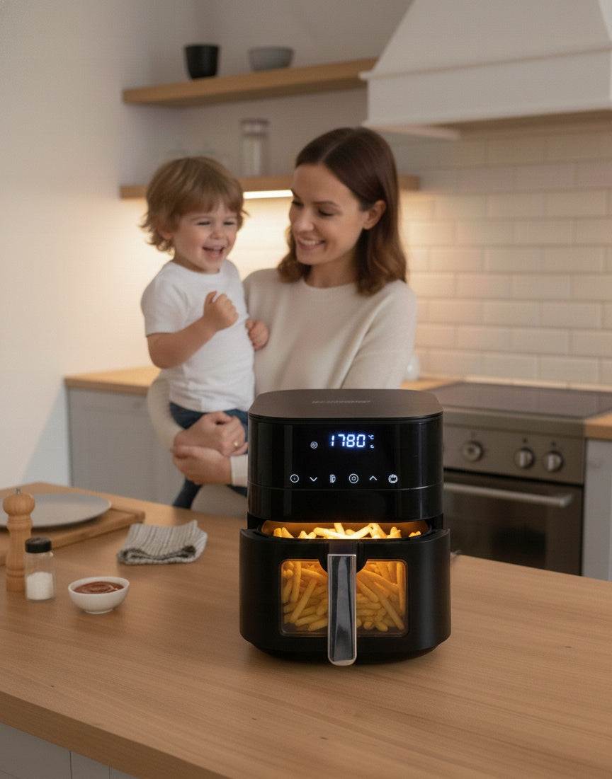 AIR FRYER 2000W 6L AIRDWELLER 8 PROGRAMS BLACK Power 2000 W