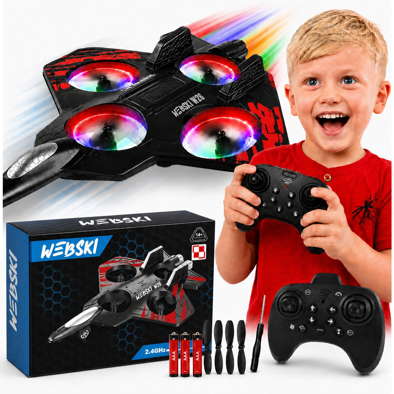 AIRCRAFT REMOTE CONTROLLED FOAM JET PILOT DRONE LED ROTATION 360°