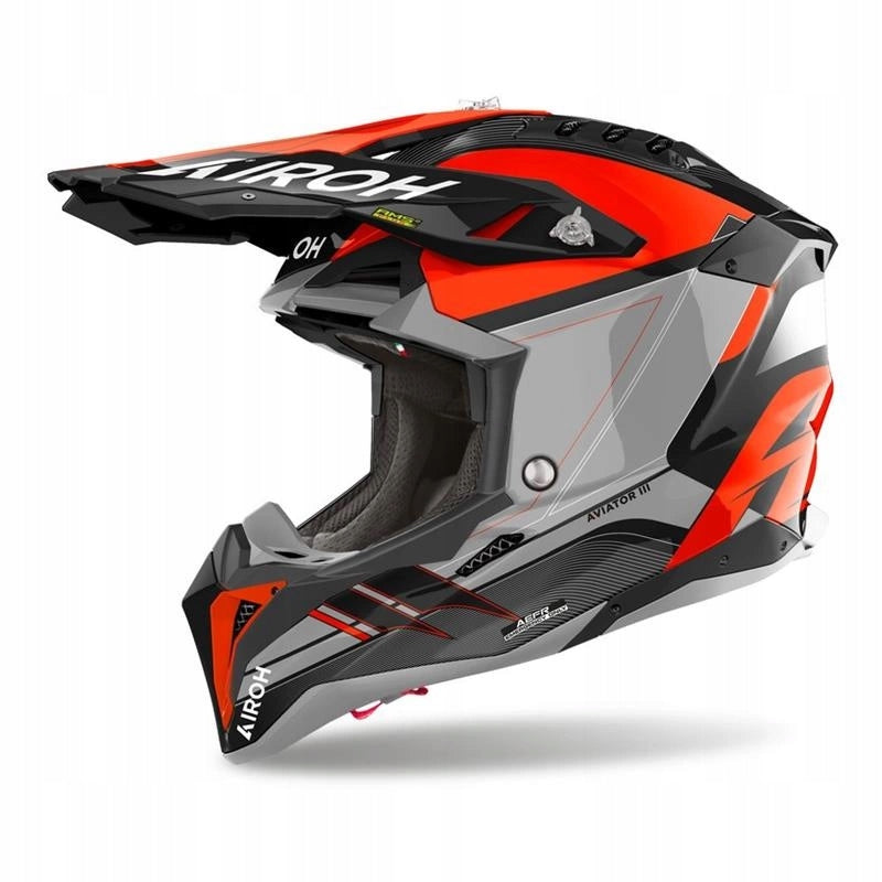 AIROH AVIATOR 3 SABER ORANGE GLOSS cross helmet orange gray FREEBIES