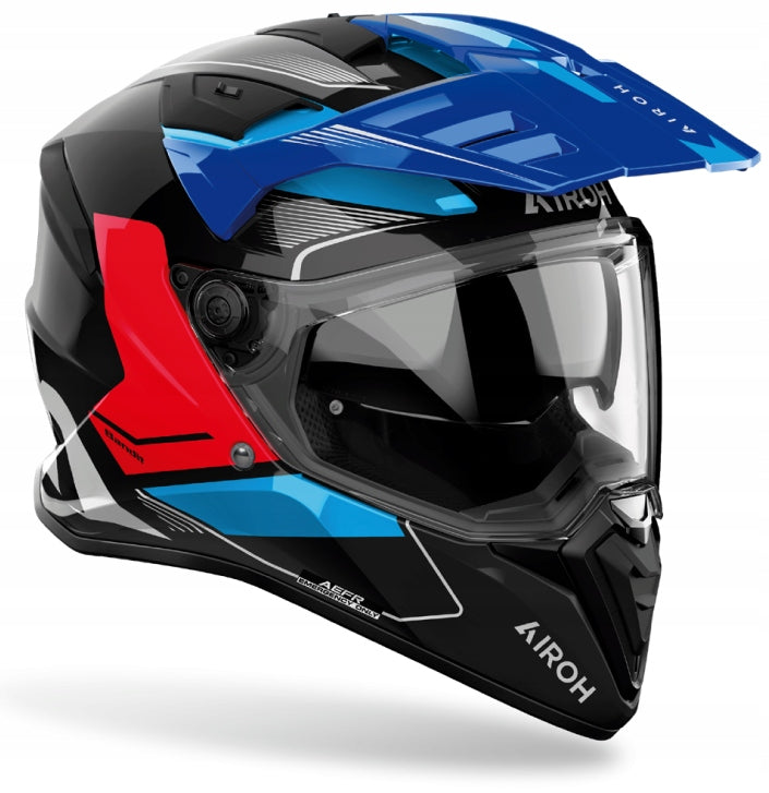 AIROH BANDIT TUNE BLUE RED GLOSS MOTORCYCLE HELMET INTEGRAL SHINY