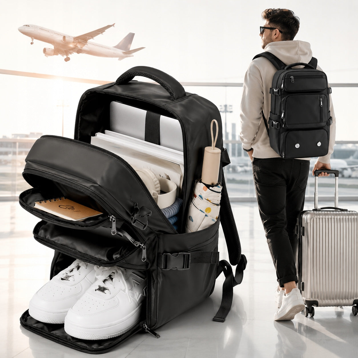 AIRPLANE BACKPACK 40x20x25 RYANAIR HAND LUGGAGE CABIN TRAVEL