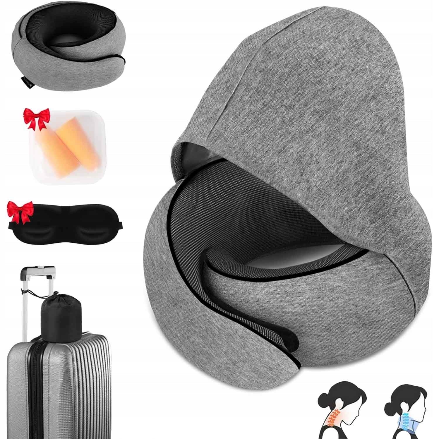 AIRPLANE CUSHION TRAVEL PILLOW MEMORY FOAM + EARPLUGS Packaging status original