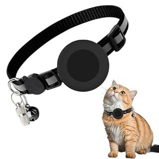 AIRTAG CAT COLLAR, ADJUSTABLE, BLACK, UP TO 32 CM.