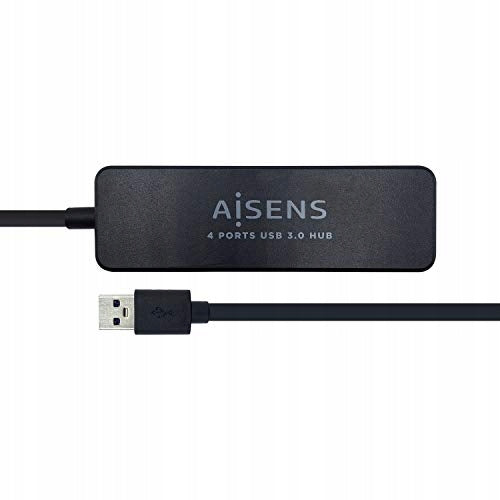 AISENS A106-0399 HUB USB 3.0 Type A/M-4xA/H Type, Black, 30 Inches