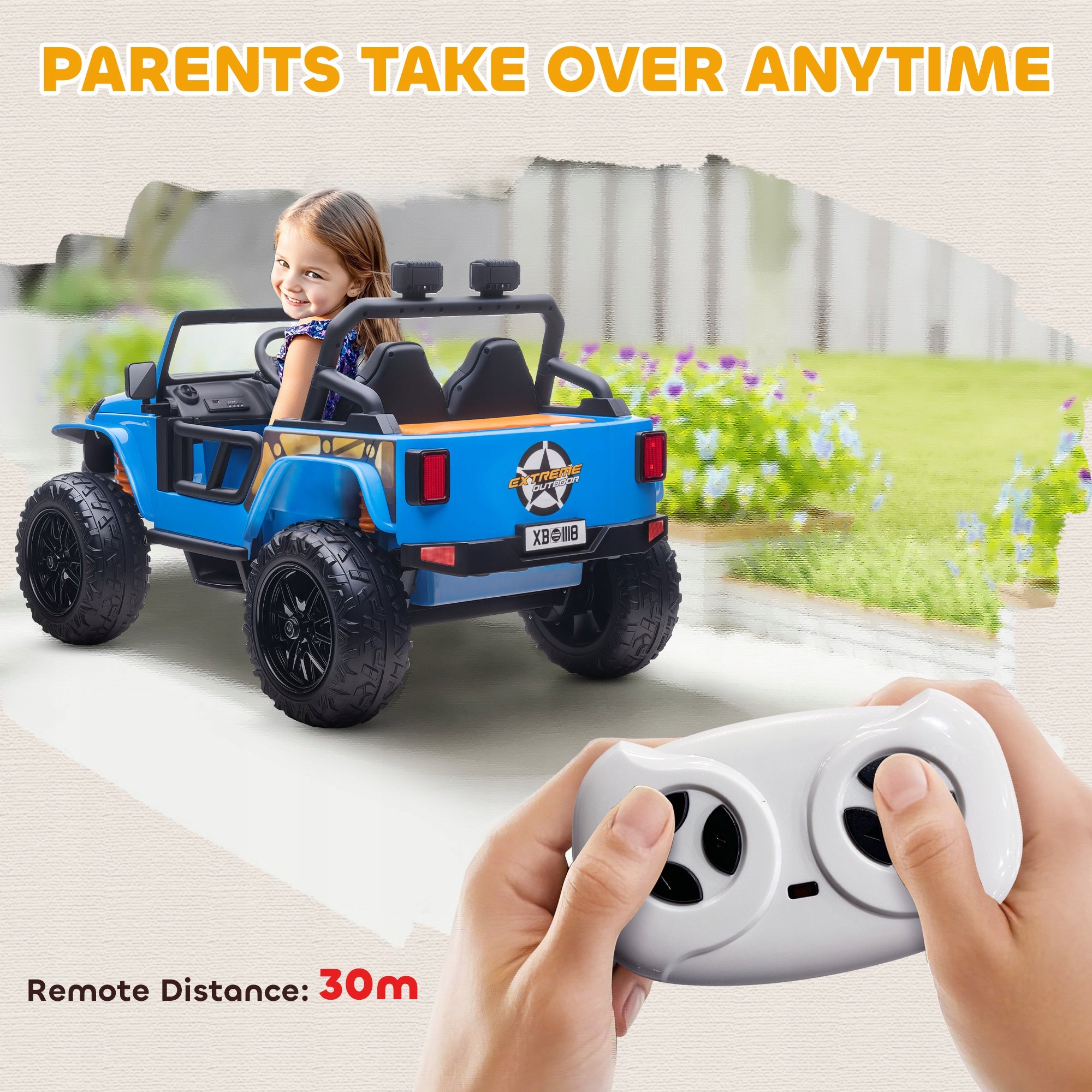 AIYAPLAY 12V electric children's car with remote control, 2 motors Vehicle width 70.3 cm