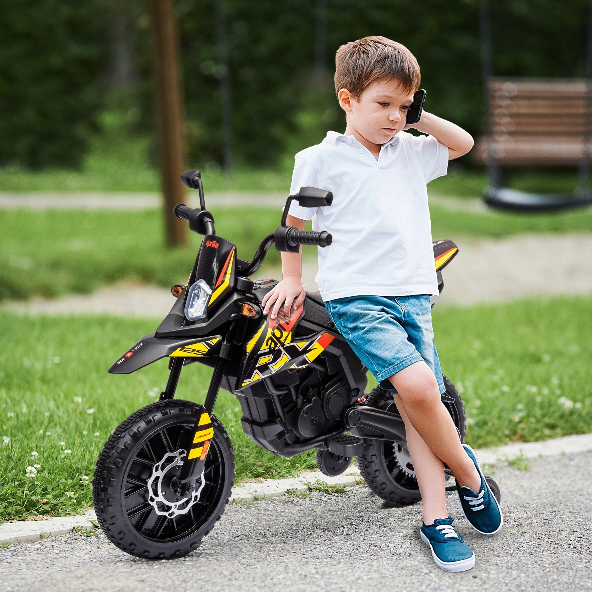 AIYAPLAY Children's electric motorcycle 12V, music, 6 km/h, Yellow Brand AIYAPLAY