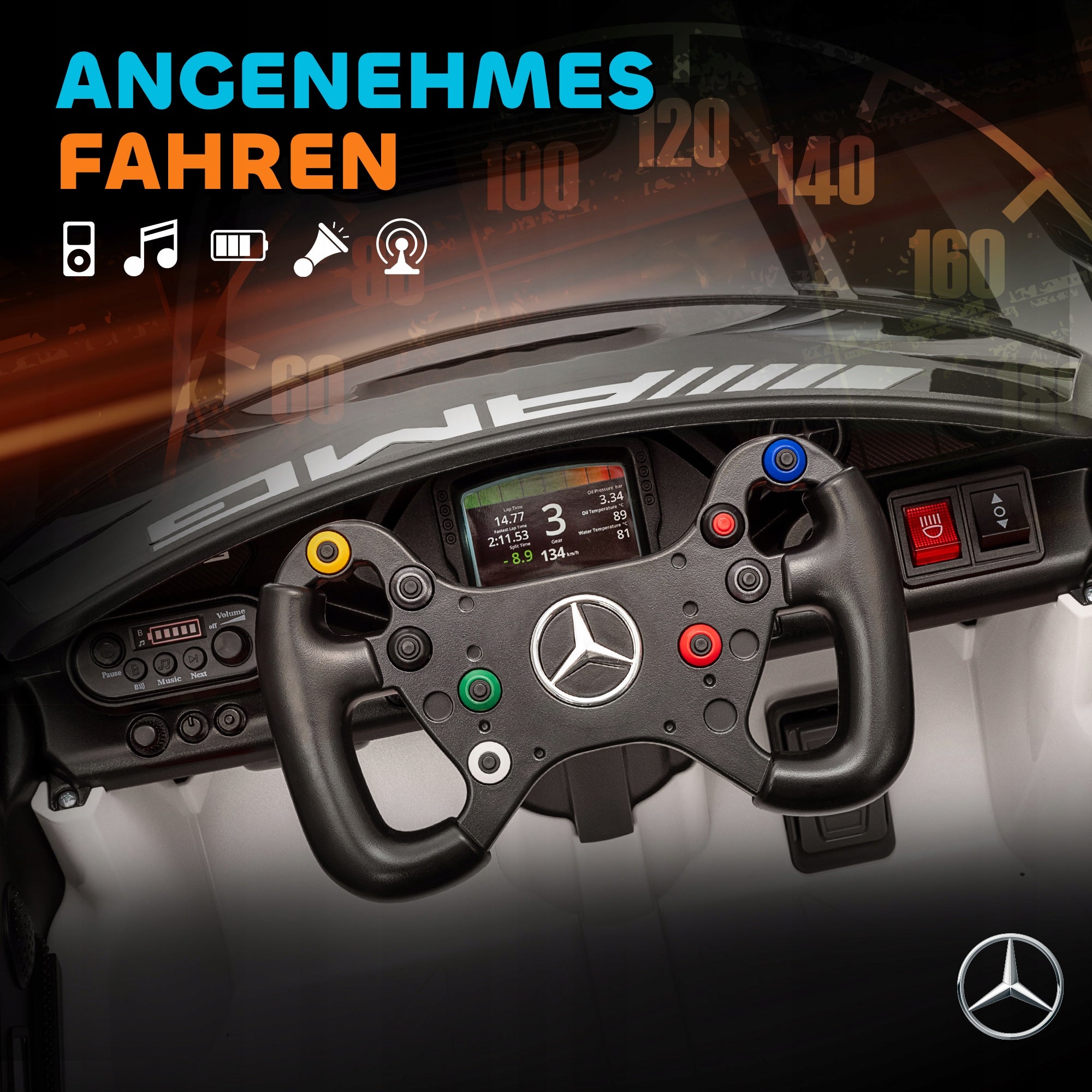 AIYAPLAY Mercedes-AMG 12V electric children's car with remote control, music Vehicle length 115 cm