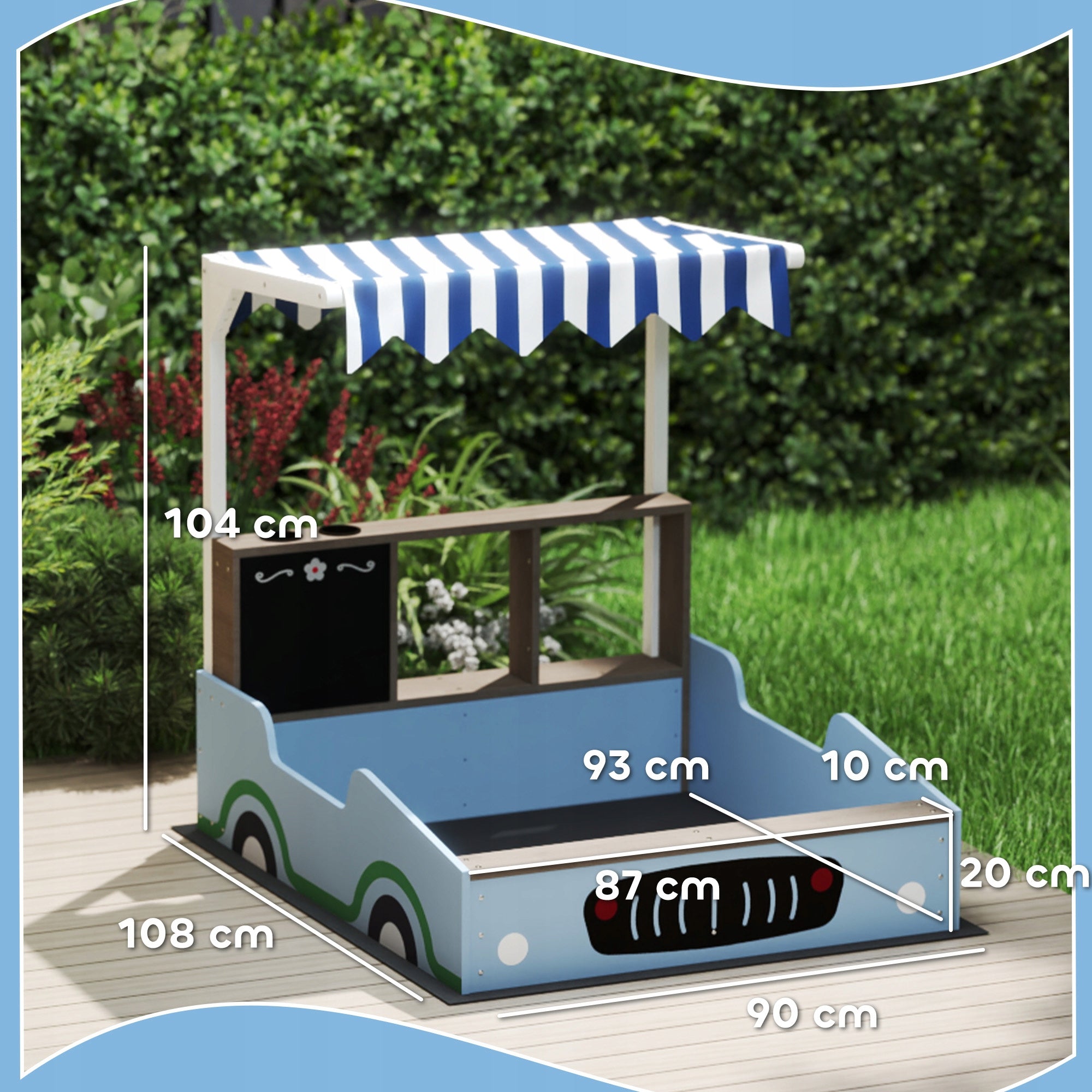 AIYAPLAY Sandbox with roof 90 x 108 cm, wooden, with bench Kid's age 3＋ years