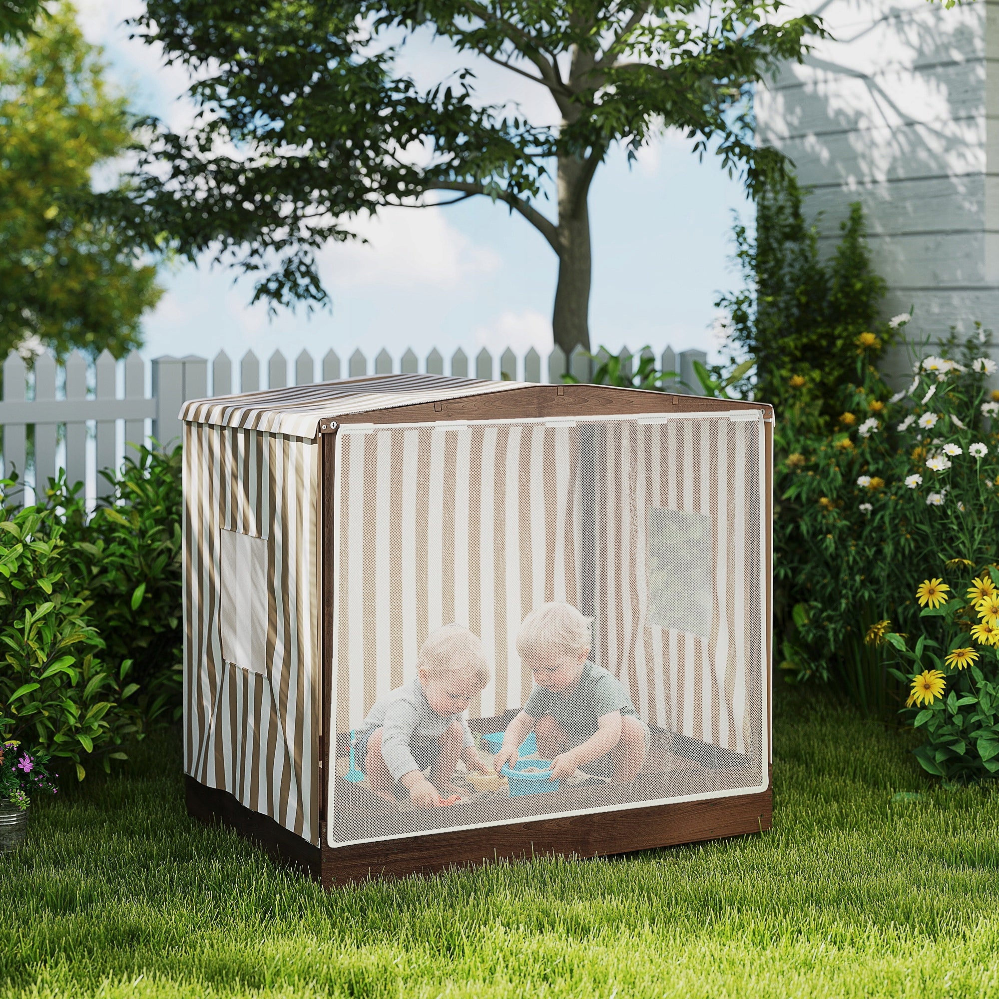 AIYAPLAY Wooden sandbox with visor and seat, with mesh Manufacturer code 343-081V00BN