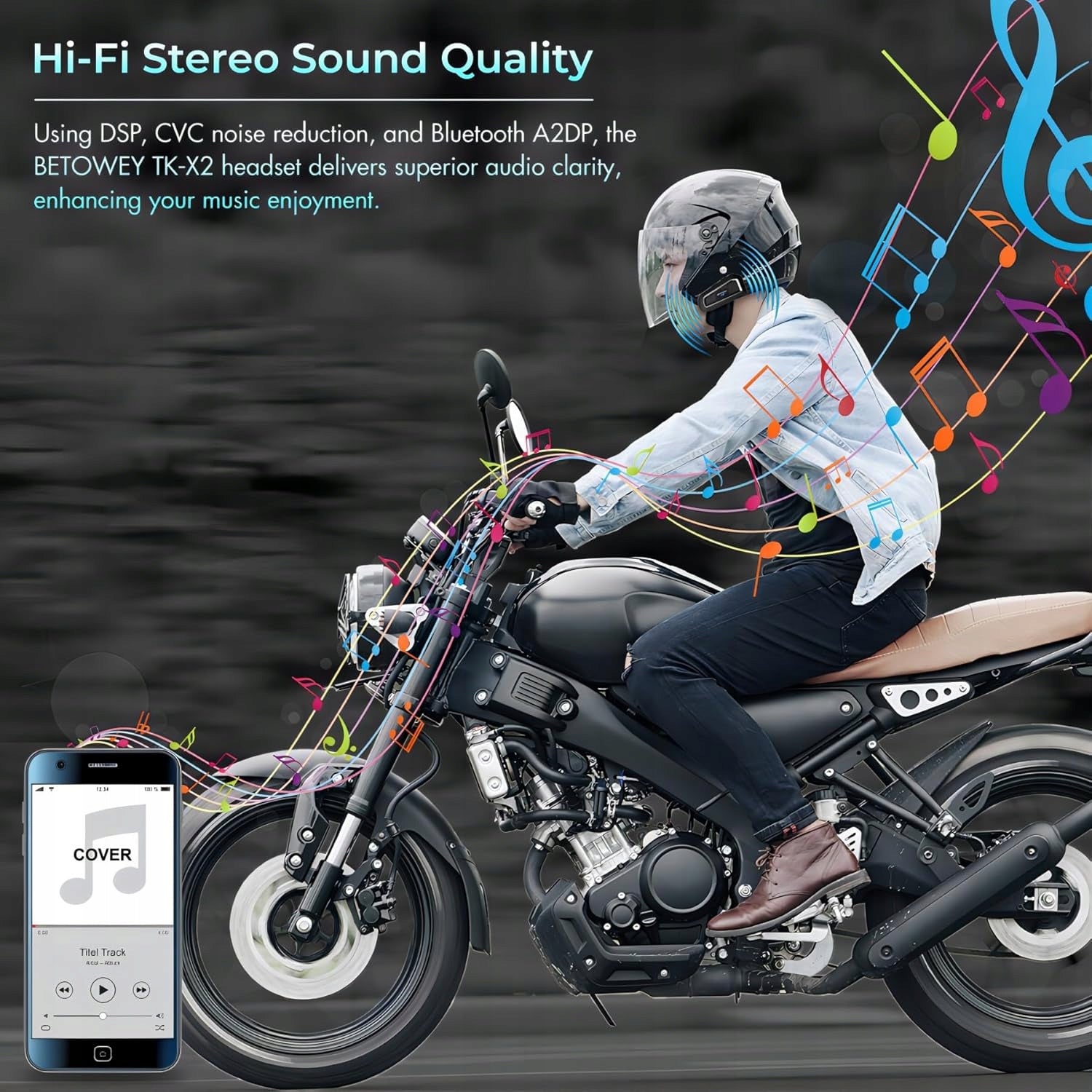 AJ205 Waterproof Motorcycle Intercom BETOWEY TK-X2 (1 Piece) – Black Manufacturer no brand