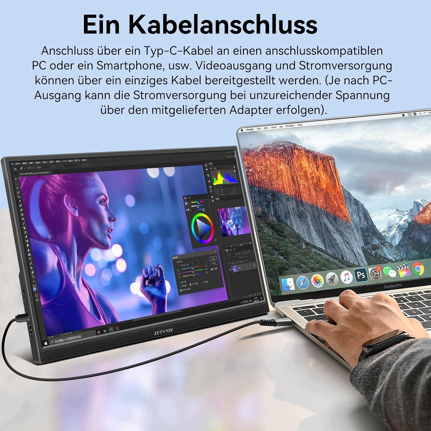 AJ501 Portable Monitor 16 Zoli Full HD ZFTVNIES IPS USB-C HDMI Brand no brand