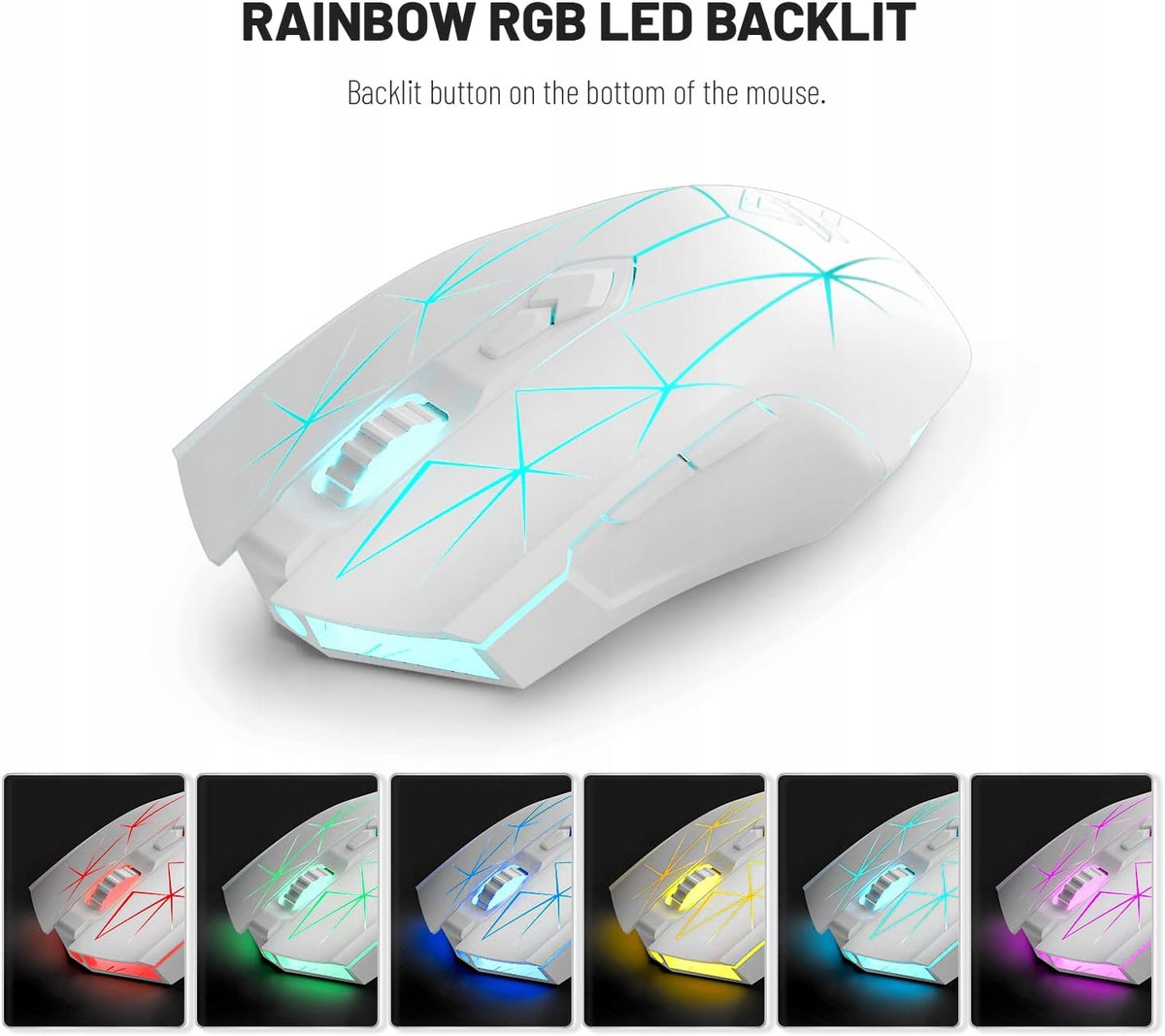 AJ52PRO Wireless Gaming Mouse,with Tri-Mode - 2.4G/BT5.0/USB Wired Color white