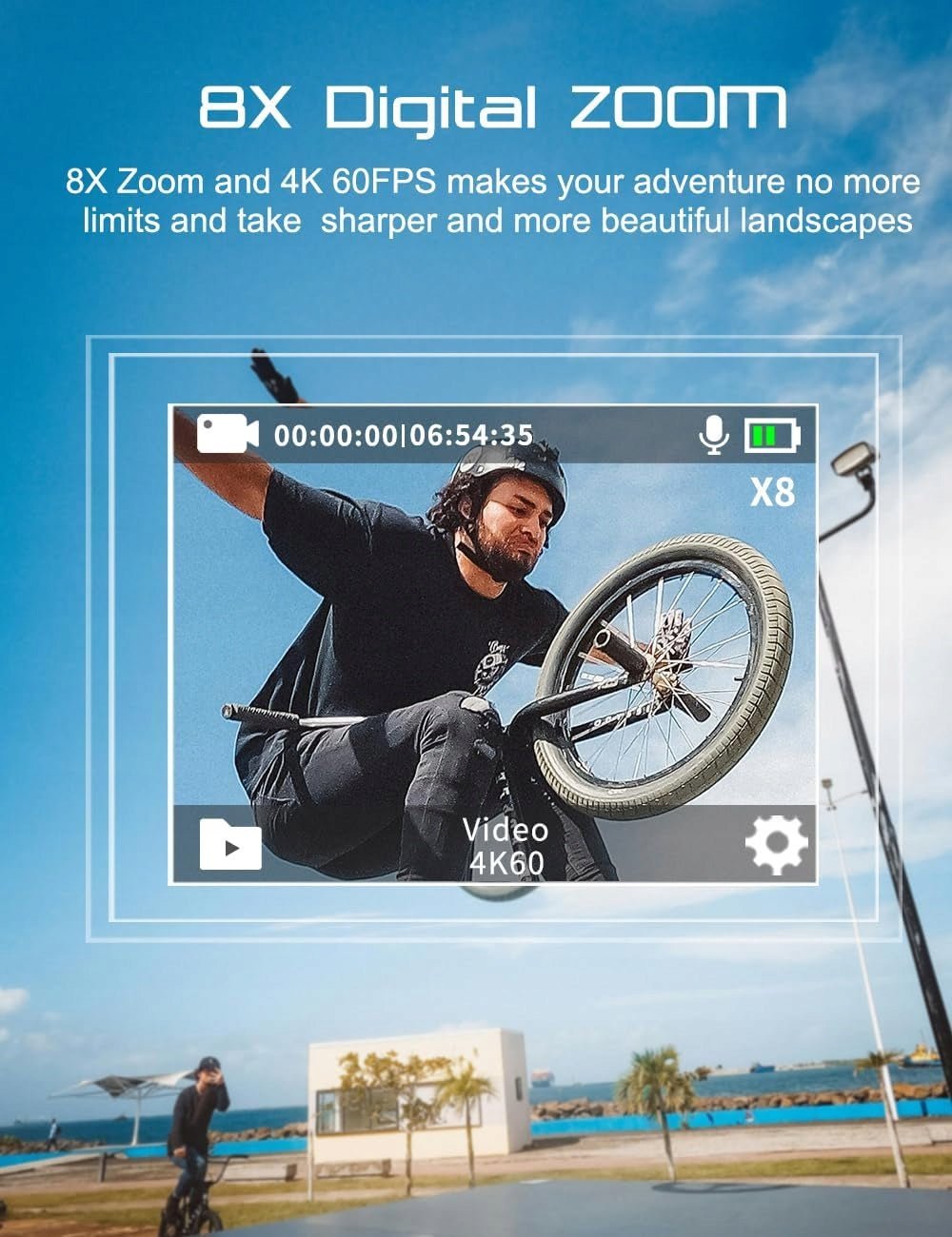 AJ95 APEXCAM M80 Sports Camera 4K 60FPS 48MP – Set with 64GB Card Brand AKASO