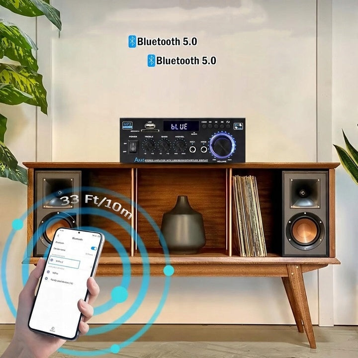 AK45 AUDIO AMPLIFIER FM BLUETOOTH RADIO 5.0 HIFI WITH USB SD AUX AND REMOTE CONTROL Brand no brand