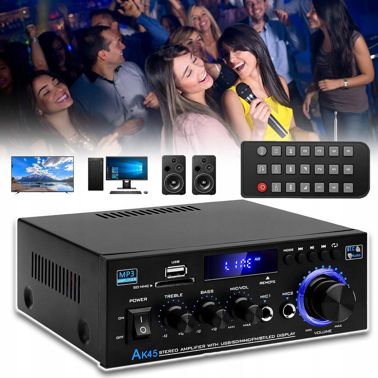 AK45 AUDIO AMPLIFIER, STEREO RECEIVER, HOME THEATER AUDIO AMPLIFIER