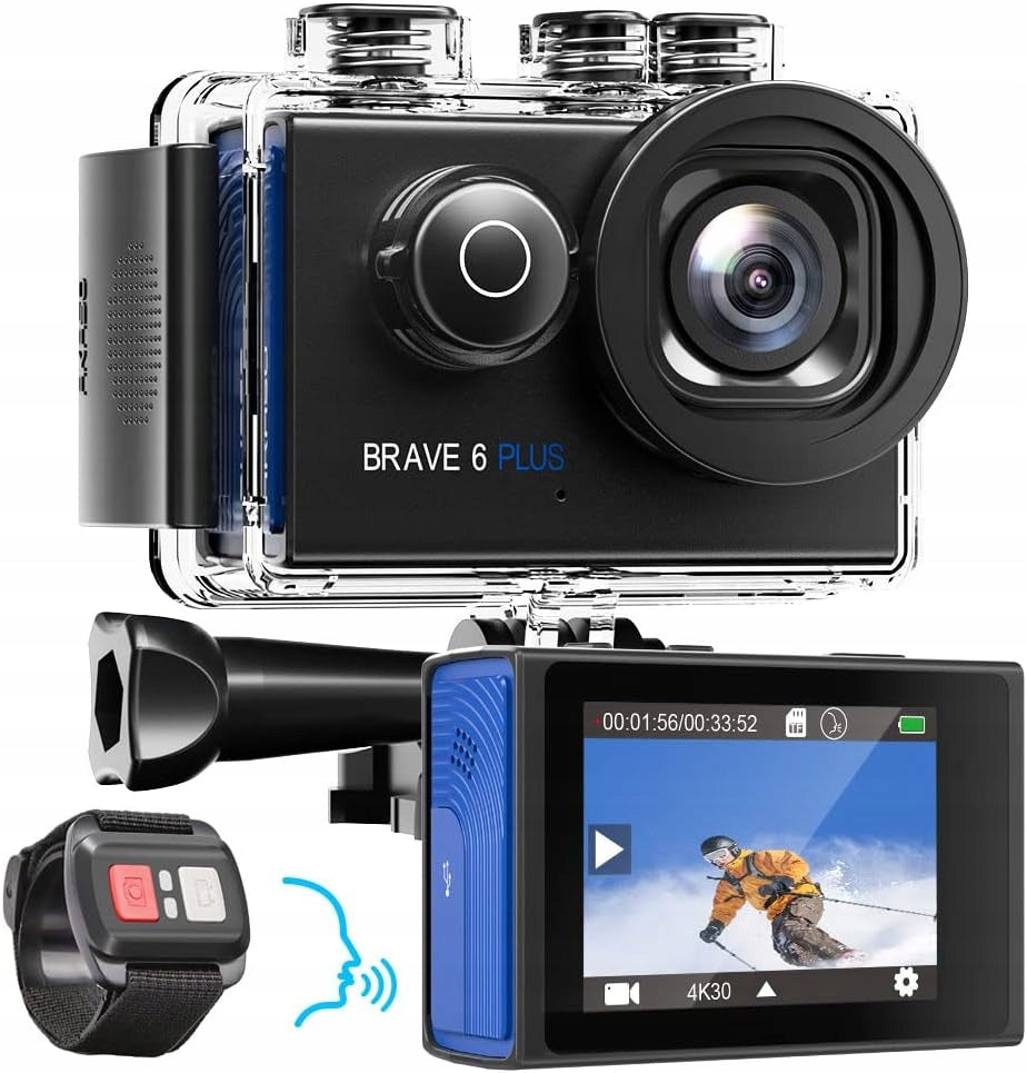 AKASO Brave 6 Plus Sports Camera 4K30FPS 20MP WiFi Touch Screen 4XZoom