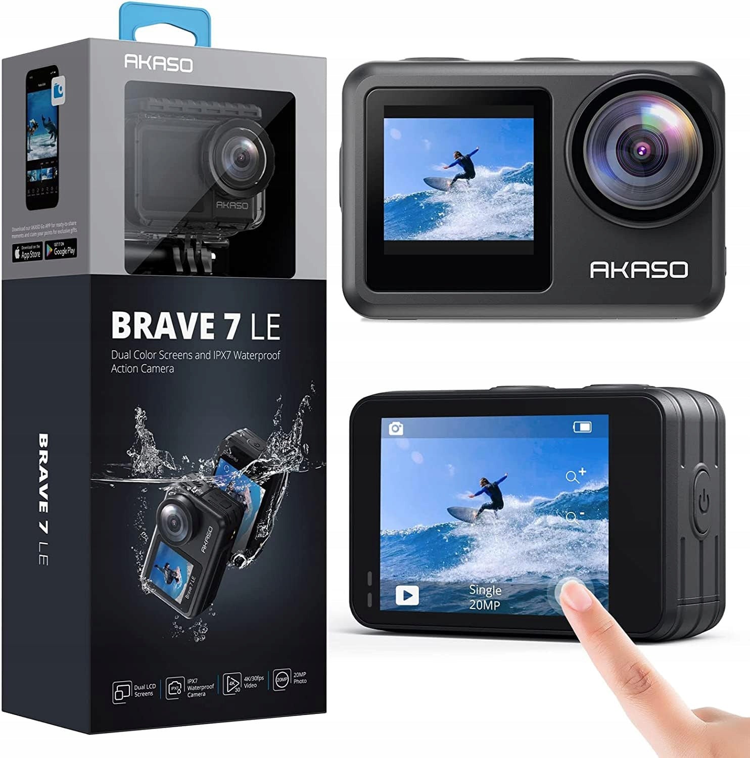 AKASO Sports Camera 4K 30FPS 20MP Waterproof 40M EIS WiFi Touchscreen