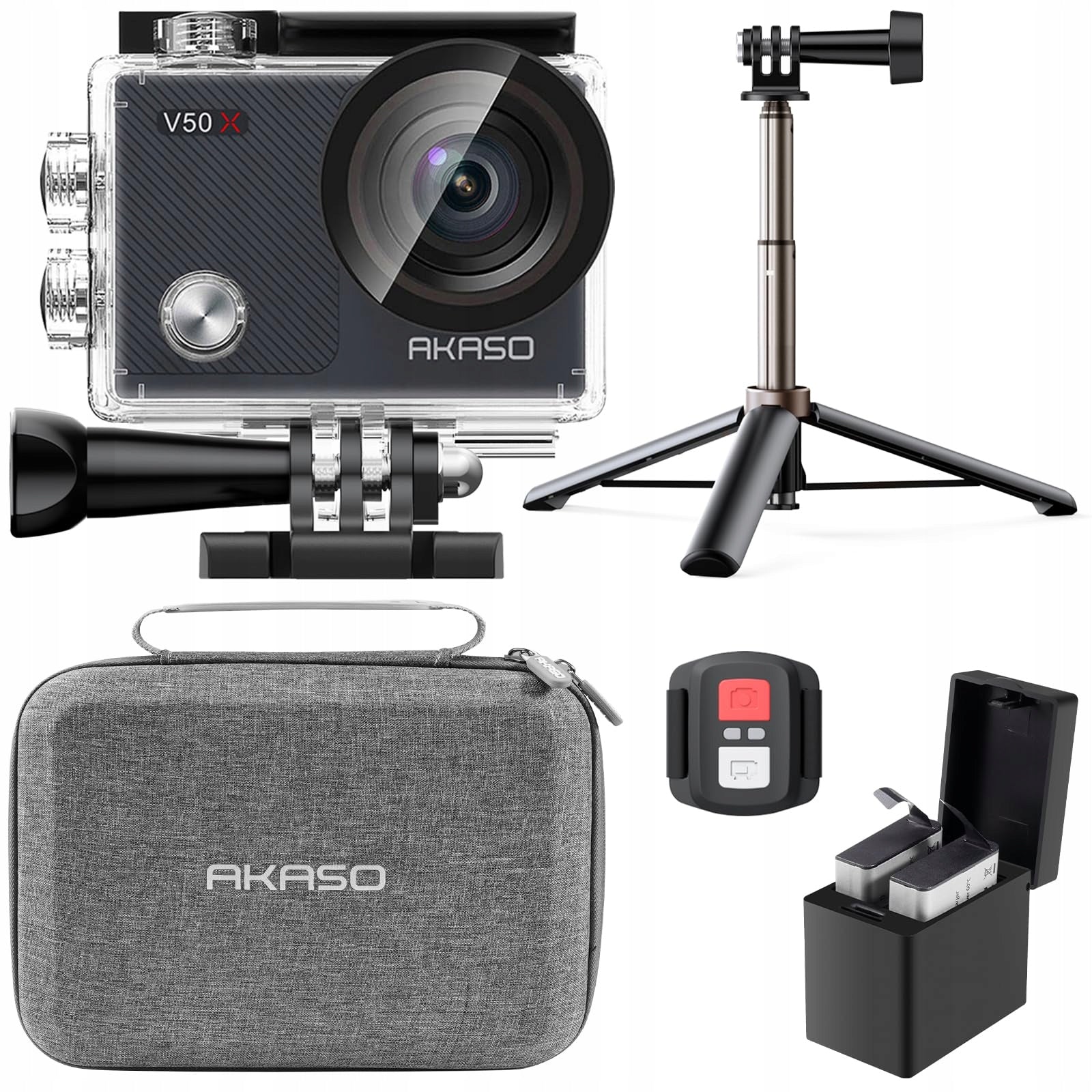 AKASO Sports Camera 4K 30FPS WiFi 40M EIS Waterproof Kit