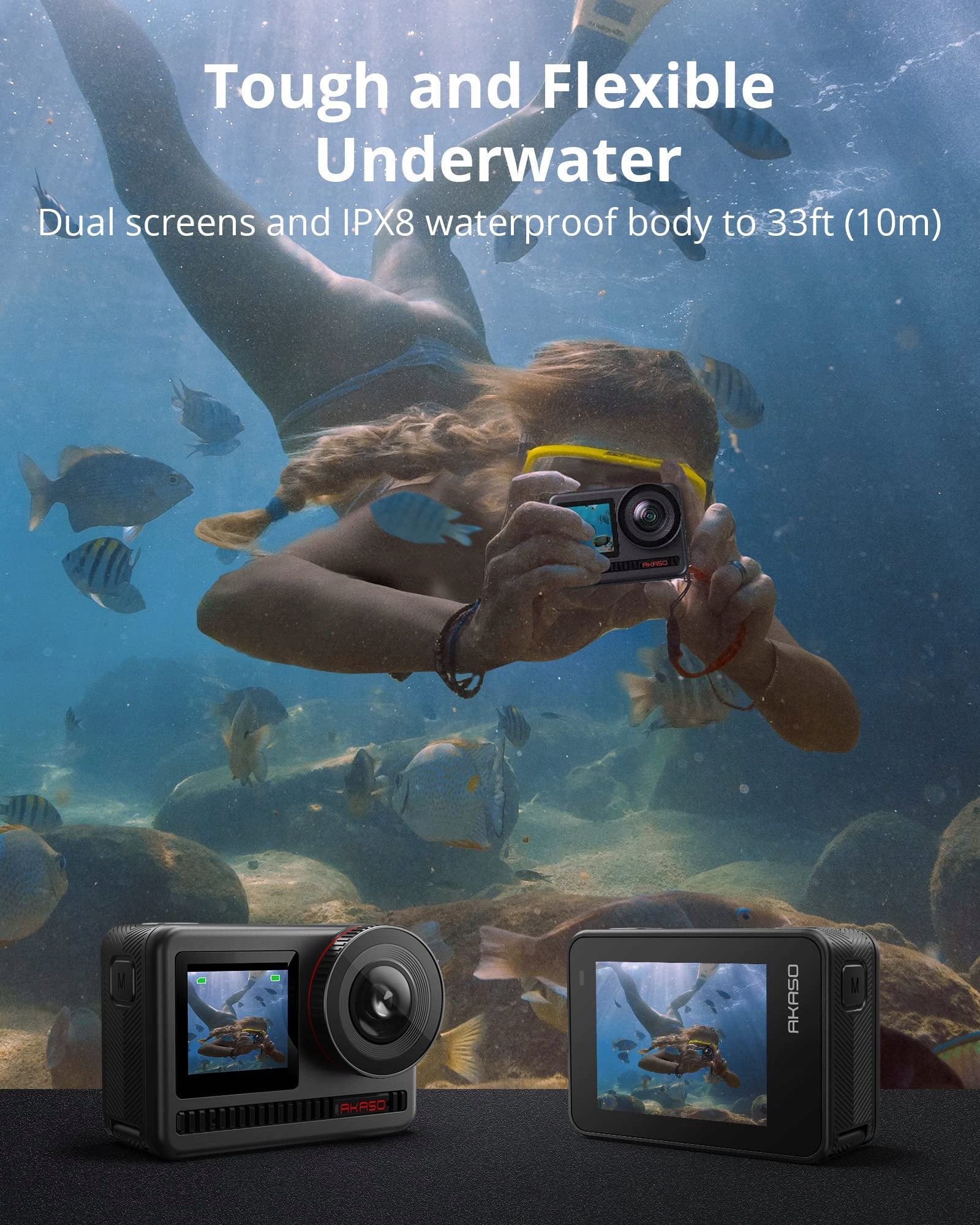 AKASO Sports Camera 4K 60FPS 48MP WiFi Waterproof Model Brave 8BLCK
