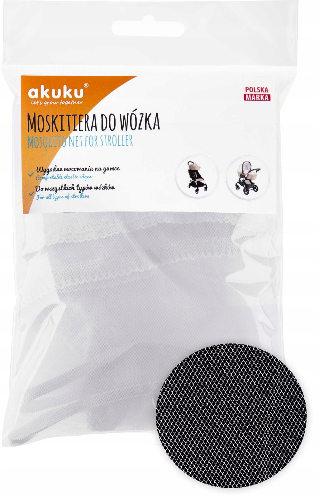 AKUKU UNIVERSAL MOSQUITO NET FOR TROLLEY WITH ELASTIC BAND MOSQUITO NET WHITE