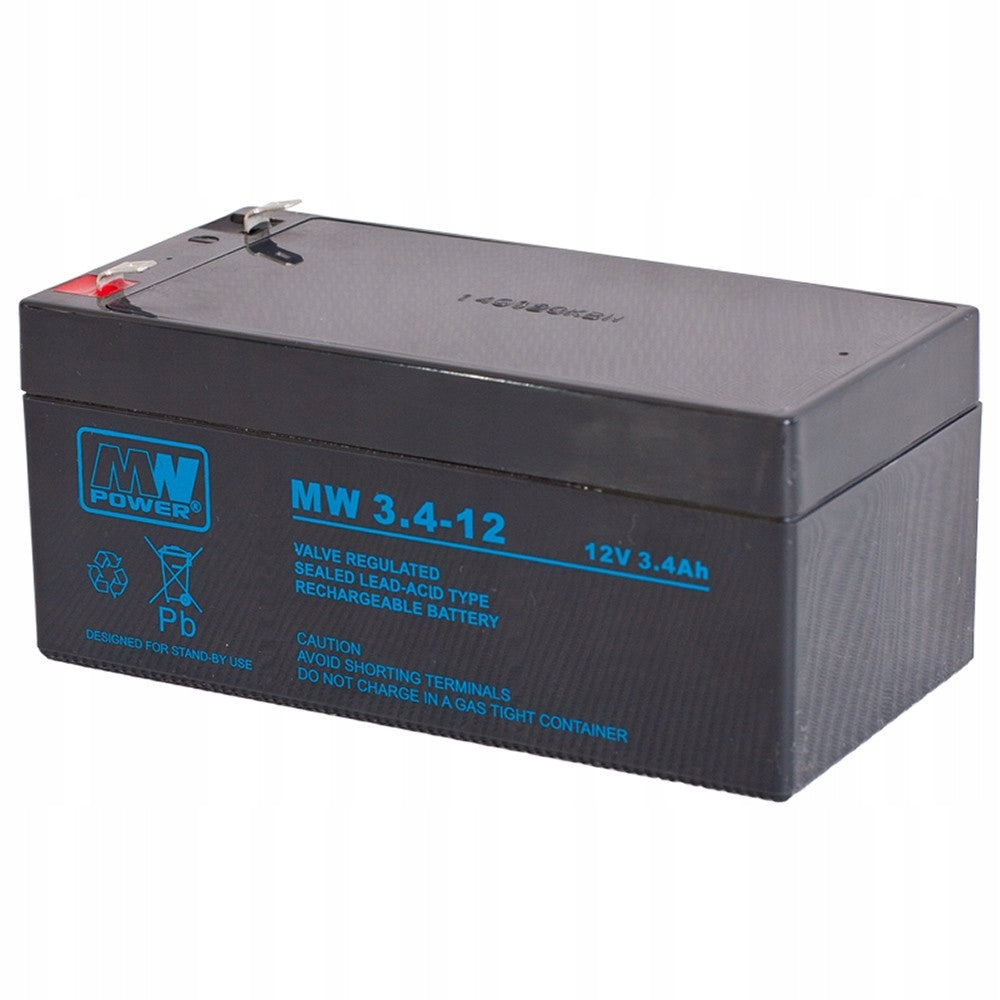 MWPower MW 12V 3,4Ah F1(187) AGM-Batterie, 6-9 Jahre 