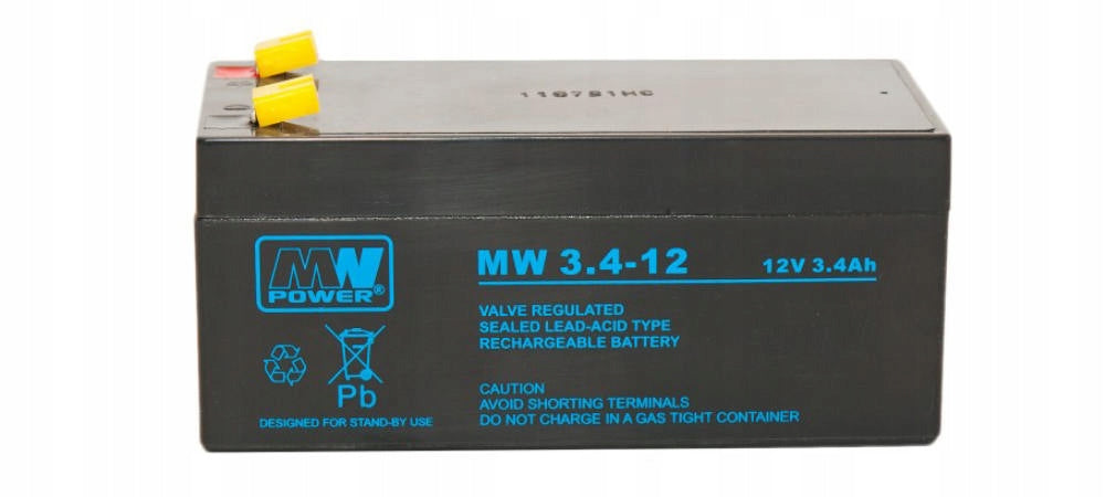 MWPower MW 12V 3,4Ah F1(187) AGM-Batterie, 6-9 Jahre 