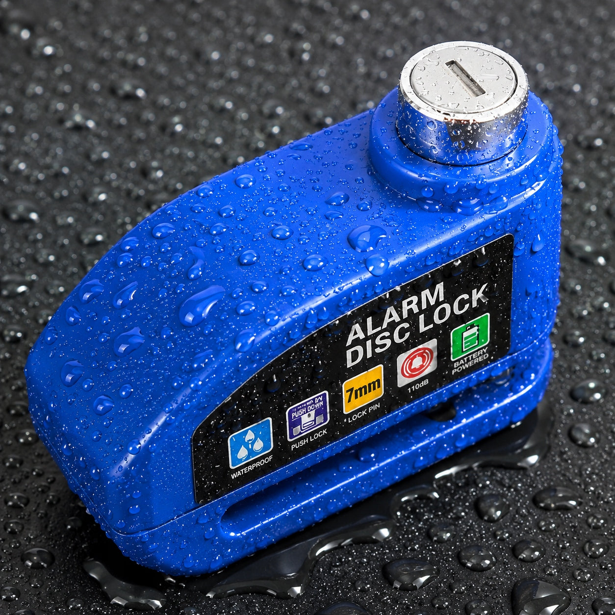 ALARM BRAKE DISC CLOSURE FOR MOTORCYCLE / ELECTRONIC BIKE BLUE Mounting location under saddle