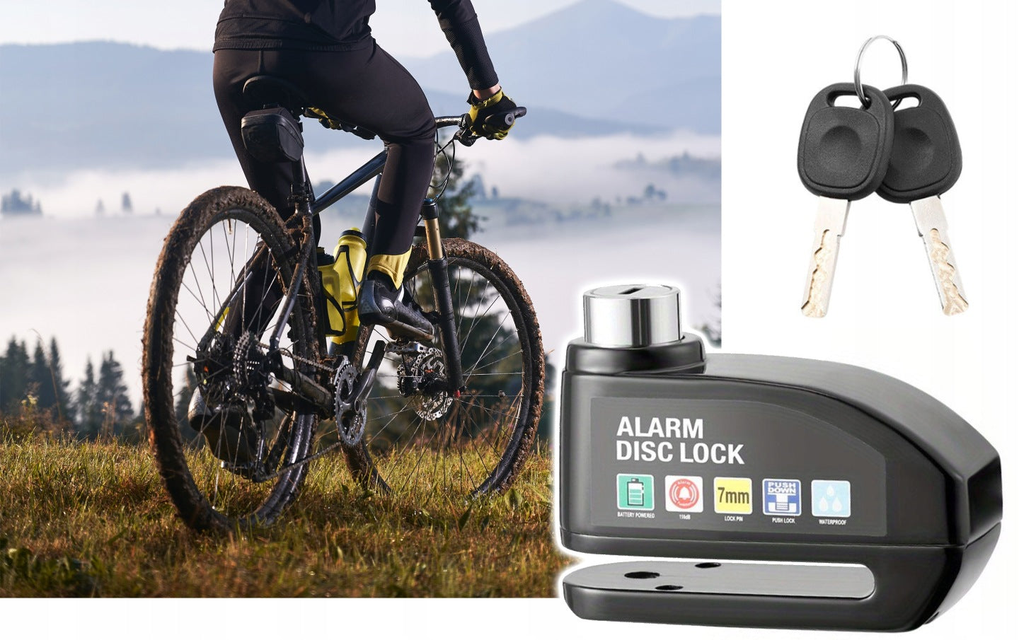 ALARM MOTORCYCLE BRAKE DISC CLOSURE SCOOTER LOCK 110dB ABS Brand Aptel